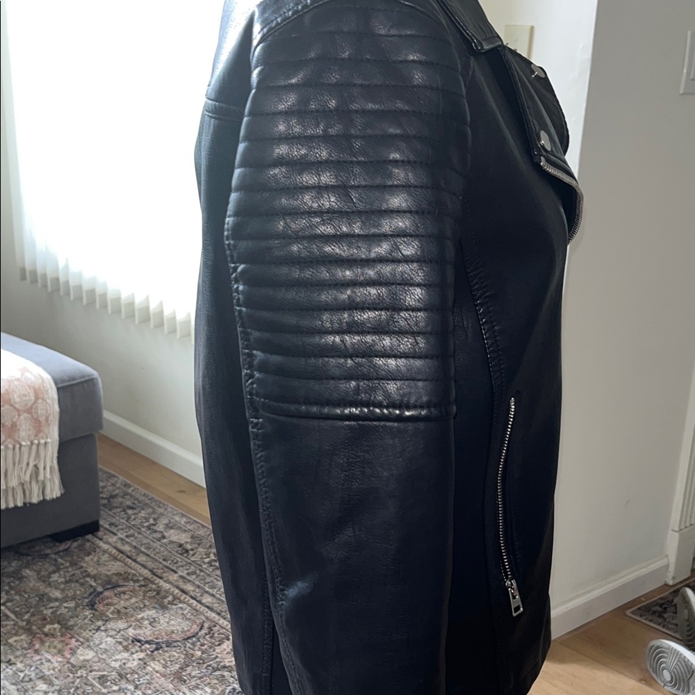Topshop Black faux leather Moto Jacket - Picture 4 of 9